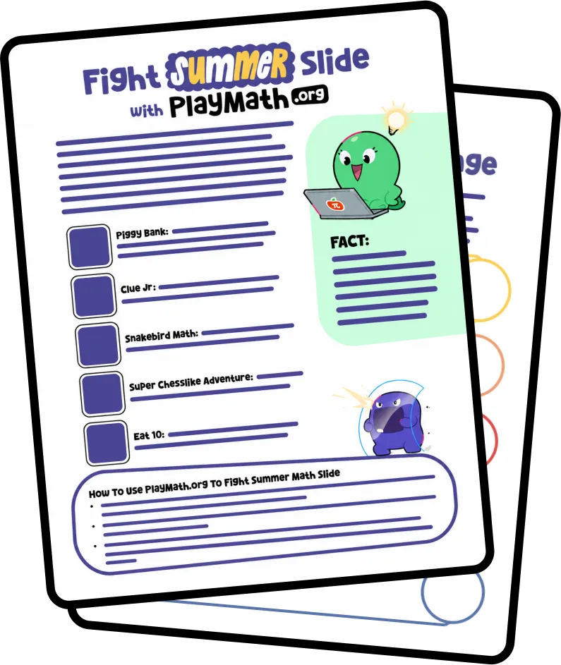 Preview of the Fight Summer Slide with PlayMath.org printable flyer